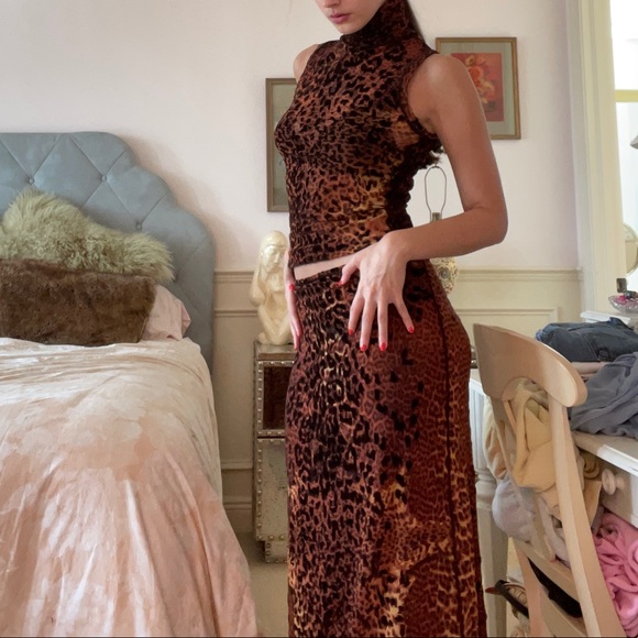 Vintage rare Jean Paul Gaultier leopard print skirt and top set - Picture 6 of 7